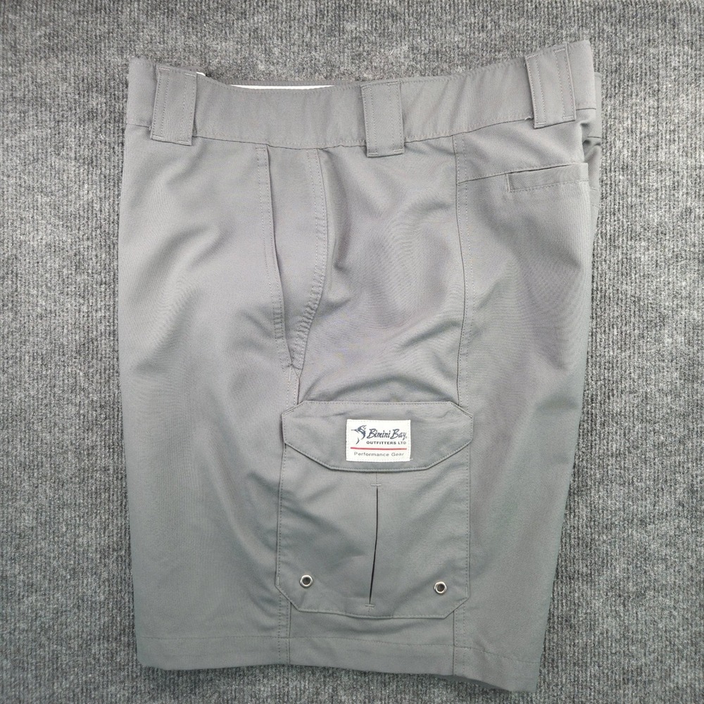 Bimini Bay Outfitters Mens 44 Gray Polyester Cargo Fishing Shorts Performance‎